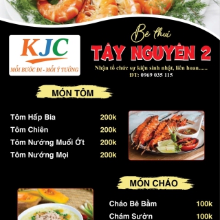 Menu tôm - cháo Bê Thui Tây Nguyên 2