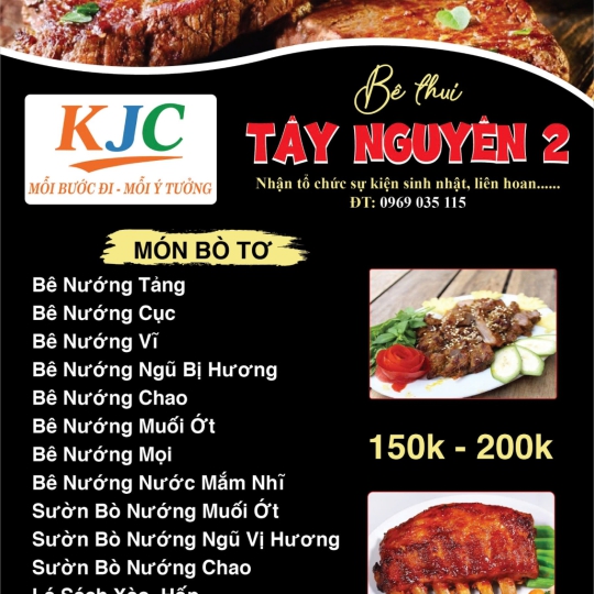 Menu bò tơ Bê Thui Tây Nguyên 2